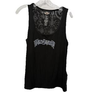 HARLEY DAVIDSON WOMENS GLITTER LACE BACK TANK TOP XL